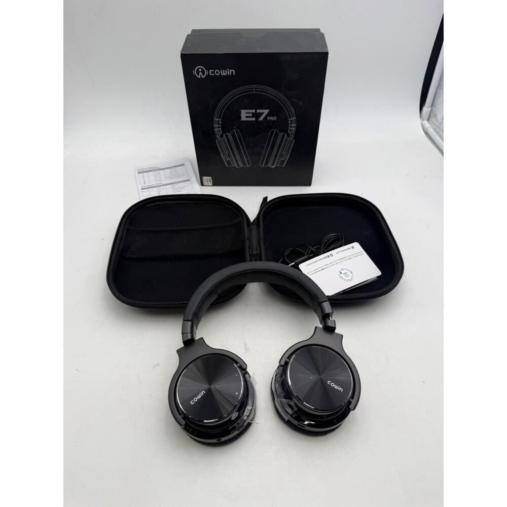 Cowin E7 Pro Wireless Bluetooth Headphones Active Noise Cancelling Black w/ Case